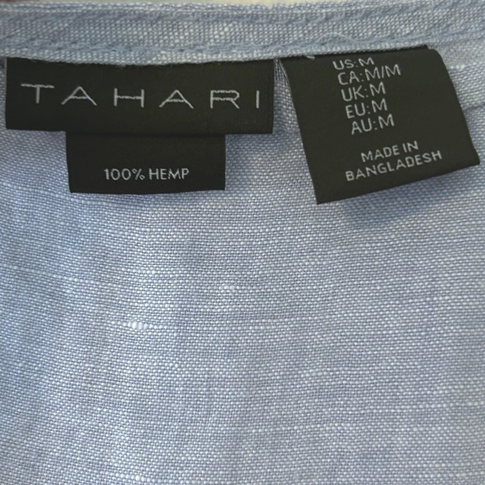 Tahari Womens Blue 100% Hemp Square Neck Tank Top Size Medium Sleeveless Blouse - Picture 3 of 6